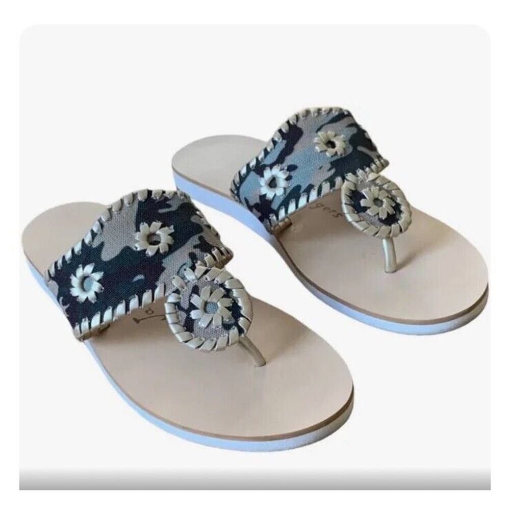 Jack Rogers Womenβsβ Camouflage And Platinum Sandals Comfort Size 8 Worn Once